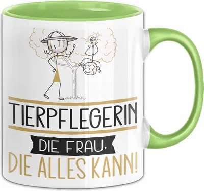 Produktbild von Tierpflegerin Geschenk Tasse Becher Die Frau Die Allen Kann Geschenkidee für eine Tierpflegerin Lustig (Grün)