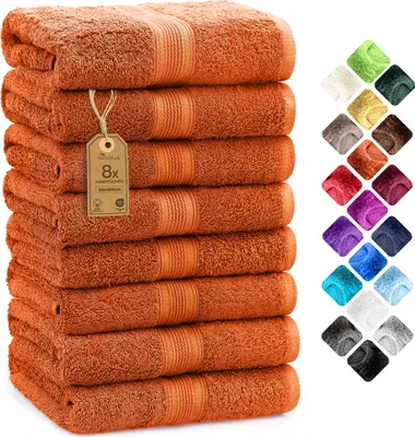 Produktbild von Frottier Handtücher 8er Pack 50x100cm, 100% Baumwolle, Terrakotta