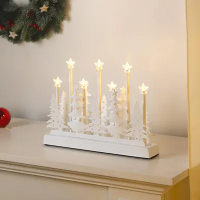 Produktbild von Beleuchtete Weihnachts Silhouette Metall Tannenbaum mit 7 LED Sternen