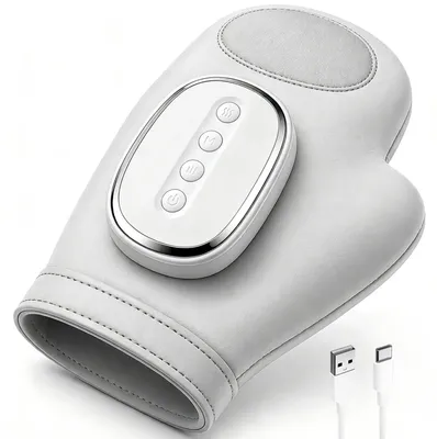 Produktbild von Handmassagegerät - Kabelloses Handmassagegerät - Wärme - Luftkompression - Finger-, Handgelenk- und Handflächenmassage - Vibration - Grau