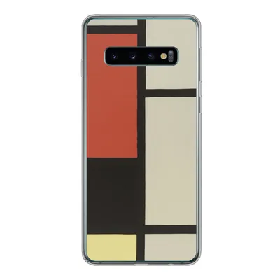 Produktbild von MuchoWow® Handyhülle Schutzhülle Hülle für Samsung Galaxy S10 Komposition mit rotem Quadrat, schwarz, blau - Piet Mondrian Silikon Softcase Handy Hülle - Handytasche