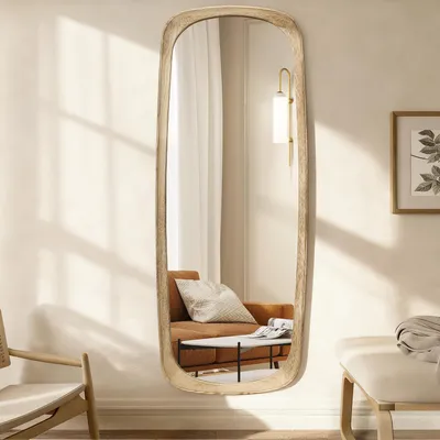Immagine prodotto di Specchio a parete a figura intera, con cornice in legno, 146 x 55 cm, design moderno e decorativo