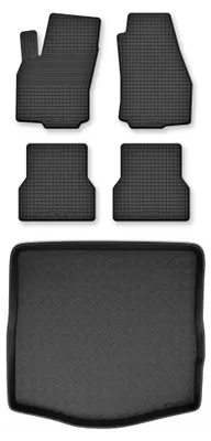 Zdjęcie produktu dla Dywaniki gumowe + mata bagażnika do Ford Focus MK2 2005-2011 (sedan, z kołem zapasowym) – czarne, dobierane – Wielganizator Semi-Universal