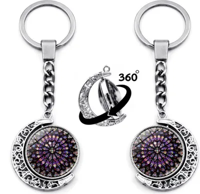Produktbild von Notre Dame de Paris Strass Drehmond Anhänger Schlüsselanhänger Ringhalter Dekor