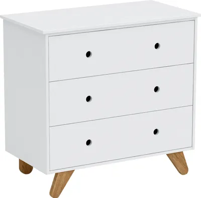 Produktbild von Möbilia Kommode | 3 Schubladen | MDF, Pinie | B 95 x T 50 x H 90 cm | weiß-natur | 12020021 | Serie KOMMODE