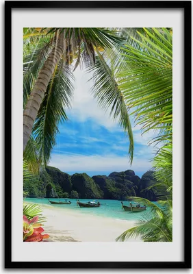 Produktbild von Bild - Bilderrahmen - Foto - 70 cm x 100 cm - MDF - Rahmen - Wandkunst - Tropischer Strand