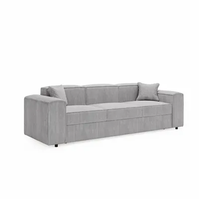 Productafbeelding van ANMIL Sofa SANTI, 252 × 88 × 79 cm, grijs. Slaapbank met opbergruimte, bekleed met POSO cordstof, met slaapfunctie