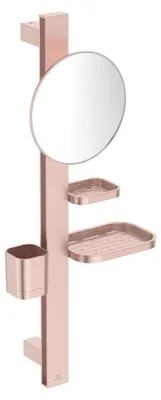 Imagen del producto de Conjunto de accesorios Ideal Standard Alu+ Beauty Bar, modelo S700, que incluye un espejo de 20 cm de diámetro