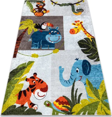 Produktbild von JUNIOR 51858.802 Tiere, Afrika für Kinder Anti-Rutsch - grau Mehrfarben 120x170 cm