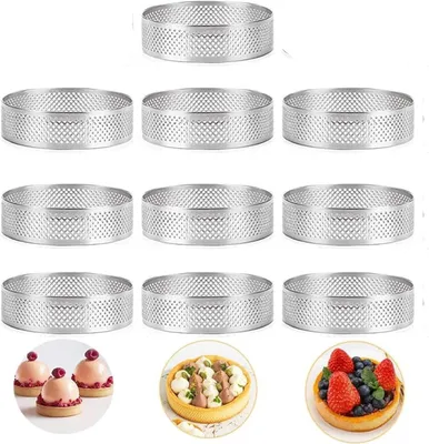 Produktbild von Runde Kuchenringe 10 Stück, 10 cm, Edelstahl, für Muffins, Quiches, Burger, Donuts