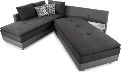 Produktbild von Ecksofa-Dauerschläfer Doppelbett Federkern Bettkasten Couch in Anthrazit Grau / 15106