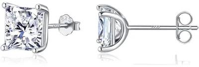 Produktbild von Ohrstecker Set Zirkonia 925 Sterling Silber Hypoallergen für Damen Herren Mädchen 4/5/6/7mm