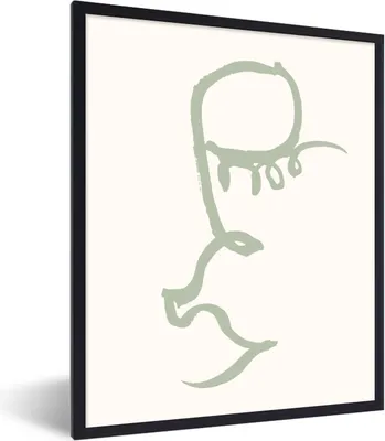Produktbild von MuchoWow® Gerahmtes Poster Grün - Abstrakt - Figur - Formen 60x80 cm - Poster mit Schwarzem Bilderrahmen Wandposter Rahmen Foto Bilder - Premium - Wanddeko Wohnzimmer