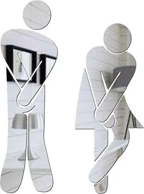 Produktbild von Lustiges Badezimmer-Toilettentür-Accessoire-Set mit gekreuzten Beinen, Symbolschild und Spiegel für Zuhause, Büro und Arbeit, modisch, abnehmbar, niedlich, für Mann und Frau im Badezimmer