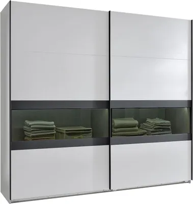 Immagine prodotto di Armadio ad ante scorrevoli Easy Plus Armadio design selezionabile con vetro fumé, bianco / vetro fumé - grafite, 180x65x236cm