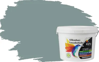 Produktbild von RyFo Colors Silikonharz Fassadenfarbe Lotuseffekt Trend Fjordgrau 3l - bunte Fassadenfarbe, weitere Grau Farbtöne und Größen erhältlich, Deckkraft Klasse 1