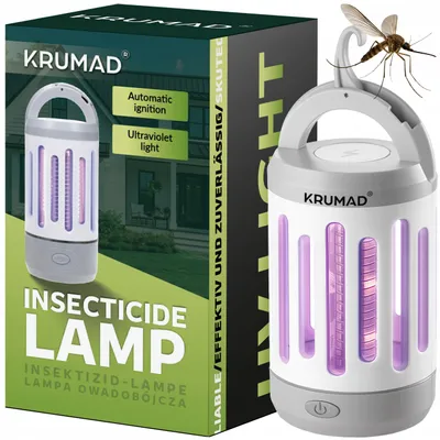 Produktbild von KRUMAD Insektenvernichter Elektrisch 5W UV LED Mückenlampe USB Aufladbar, Tragbare Fliegenfalle für Innen & Außen, Camping und Garten