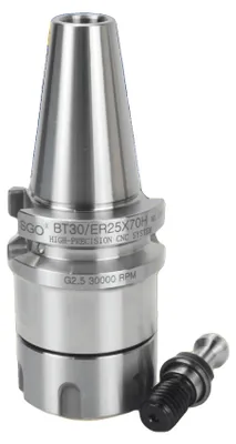 Immagine prodotto di Portautensili CNC, in acciaio, lunghezza 70 mm, compatibile con BT30, campo di serraggio ER25, angolo delle barre di trazione di 45 gradi