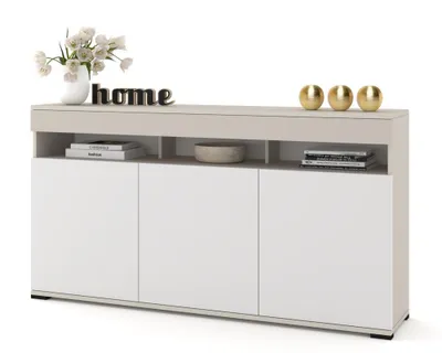 Produktbild von Große Kommode Fernsehschrank LUNA 3D Kaschmir/Weiß Matt 120cm