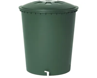 Image de Tonneau d'eau 300 L vert avec couvercle et valve d'évacuation