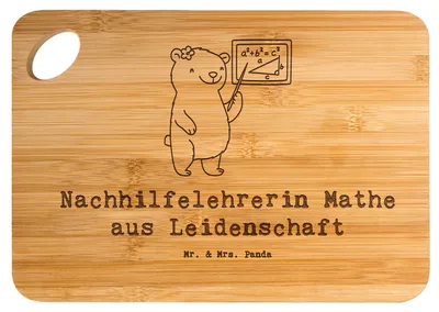 Produktbild von Mr. & Mrs. Panda Schneidebrett Nachhilfelehrerin Mathe Leidenschaft - Transparent - Geschenk, Spruch, Mathematik, Frühstücksbrettchen, Brett, Hackbrett, Lustig, Holzbrett