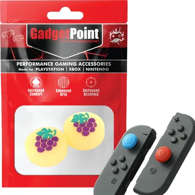 Produktbild von Thumbgrips - Thumb Grips voor Nintendo Switch Joy-Con Controllers - Gaming Thumbgrips - Performance Anti-Slip Thumbsticks - Bescherming Accessoires - Fruit - Druif geel -