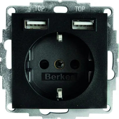 Produktbild von Berker Steckdose SCHUKO/USB B.3 48031606 anthrazit matt