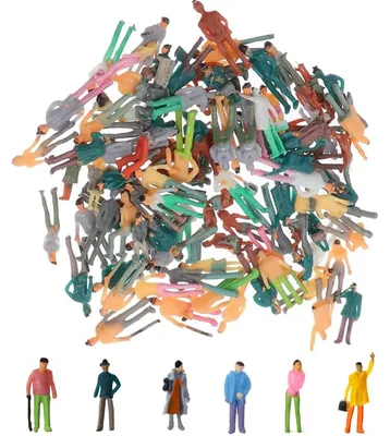 100 Mini-Figuren H0 1:75 – bemalte Personen für Modellbau