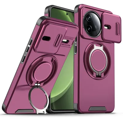 Obrázek produktu pro Dvouvrstvé pouzdro pro Xiaomi Poco F7 Pro / Redmi K80, s posuvným krytem fotoaparátu a magnetickým kroužkovým stojánkem Třešňově