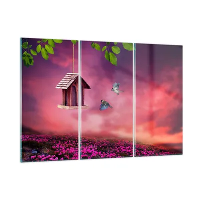 Produktbild von Bilder auf glas - Vögel Wiese Garten Dekoration - 165x110cm - Glasbilder - Wandbilder - Kunstdruck - zum Aufhängen bereit - Wanddekoration aus Glas - Glas Bilder - Wandbild auf Glas - GCE165x110-3115