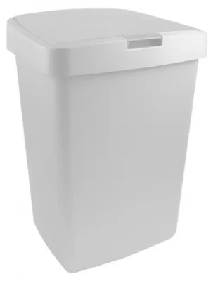 Obrázok produktu pre Sunware Delta odpadkový kôš so sklopným vekom - s poistným krúžkom na vložku do koša - 50 litrov - 39,7 x 34,5 x 60 cm - biely