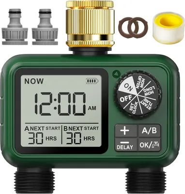 Bewässerungstimer 2-fach, Messing, LCD, Regenverzögerung