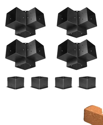 Produktbild von VEVOR Pergola Halterungskit 4''x4''(Innengröße 3.6x3.6), 4 Stück 4-Wege Schwerlast-Eckhalterung Holzarbeiten DIY Pfostenbasis-Kit, Einfache Installation Holzträger für Pavillons, Terrassenpergolen, Blockhaus im Freien, 6 x 6 Zoll-a, Drei-Wege