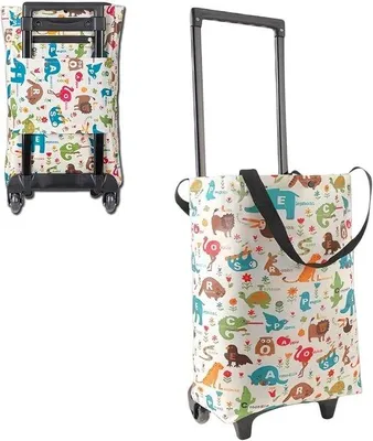 Produktbild von Famanu Faltbarer Einkaufswagen - Tragbarer Trolley - Einkaufen & Reisen - Wasserdichte Oxford-Tasche - 45x30x37cm Ausgefaltet