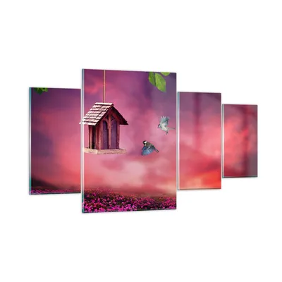 Produktbild von Bilder auf glas - Vögel Wiese Garten Dekoration - 160x90cm - Glasbilder - Wandbilder - Kunstdruck - zum Aufhängen bereit - Wanddekoration aus Glas - Glas Bilder - Wandbild auf Glas - GDL160x90-3115