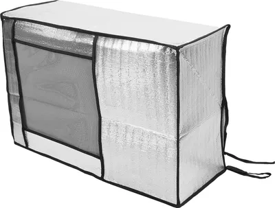 Zdjęcie produktu dla Srebrna osłona klimatyzacji z folii aluminiowej, przeciwdeszczowa osłona przeciwsłoneczna 80x30x57cm / 31.5x11.8x22.4in