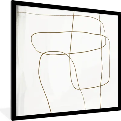 Produktbild von MuchoWow® Gerahmtes Poster Abstrakt - Linien - Taupe - Design 40x40 cm - Poster mit Schwarzem Bilderrahmen Wandposter Rahmen Foto Bilder - Mit Rahmen - Wanddekoration Schlafzimmer