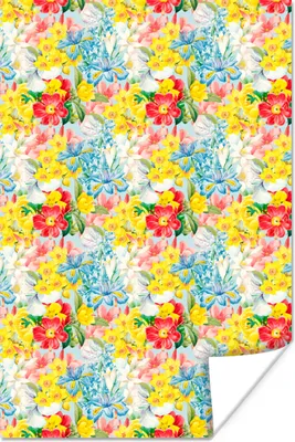 Produktbild von MuchoWow® Poster Blumen - Sommer - Muster 120x180 cm - Kunstposter