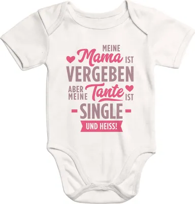 Produktbild von Kurzarm Baby-Body Spruch Tante Meine Tante ist single und heiß Baumwolle Moonworks® natur-pink 3-6 Monate