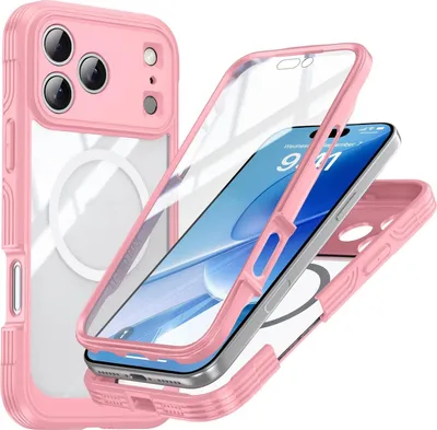 Image de Pour Apple iPhone 17 Pro Max MagSafe 360 degrés Full Body Hybrid Case Bumper Rosa