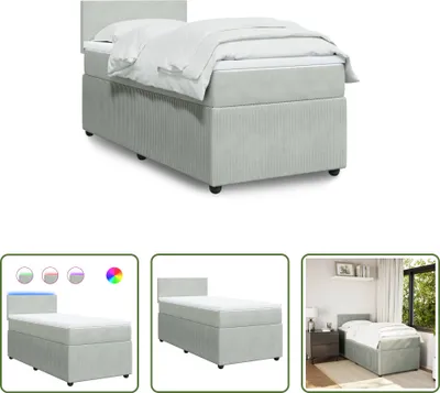 Produktbild von The Living Store Boxspringbett mit Matratze Hellgrau 80x200 cm Samt