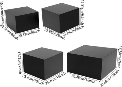 Produktbild von Acryl Tortenständer Set - Rechteckige Buffet Display Ständer - 4-teilig, stapelbar, für Kuchen 20–30 cm, Cupcakes & Desserts - Schwarz