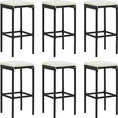 Productafbeelding van Barkrukken 6 st met kussens poly rattan zwart