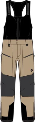 Recon Stretch Pro Bibs für Herren von Black Diamond in Schwarz und Beige; geeignet für Hardshellhosen.