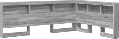 Image de vidaXL Tête de lit avec rangement, en bois imitation Sonoma gris