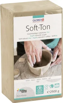 Produktbild von Soft-Ton weiss 2500g lufthärtend / brennbar 1040°C
