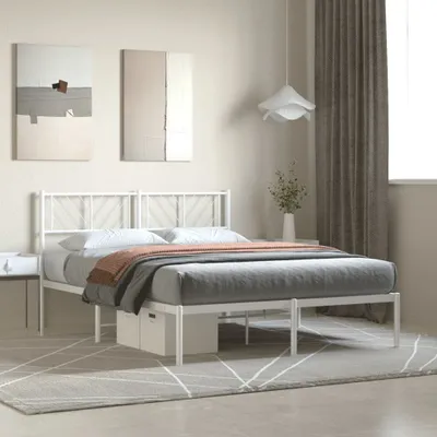 Produktbild von Cloris Designermöbel Bettgestell mit Kopfteil Metall Weiß 140x200 cm 2024 Neu