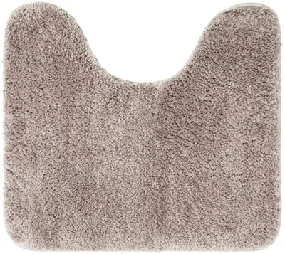 Image de Tapis de toilettes 45 x 50 cm avec découpe, en microfibre douce, tapis de bain antidérapant pour les toilettes, couleur taupe