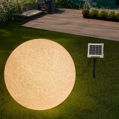 Produktbild von esotec Solar Stein-Leuchtkugel, D=50cm, 9 Leuchtfarben, Akku, winterfest, 106119