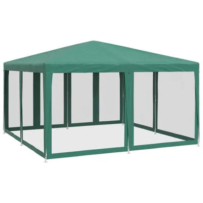 Produktbild von vidaXL Partyzelt mit 8 Mesh-Seitenteilen Grün 4x4 m HDPE